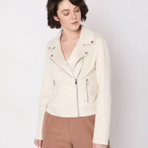 OFF-WHITE FAUX SUEDE SHORT JACKET